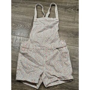Girls Overalls Size 7/8 Pink and White Sprinkles Print Short Overalls